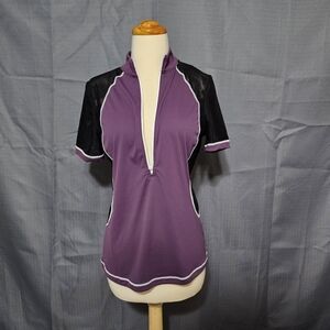 NWT FITS Fanfaire Equestrian Tech Shirt Purple Black Medium